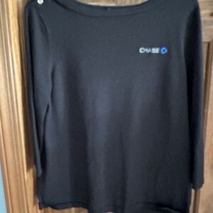 Chase Bank Black 3/4 Sleeve Blouse